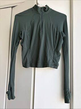 Lululemon Women's Olive Green Half-Zip Athletic Top